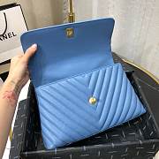 Chanel Coco Grained Calfskin V Quilting Flap Bag Blue | 92991 - 3