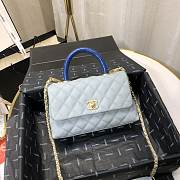 Chanel Coco Grained Calfskin with Handle Small Light Blue | 92993 - 4