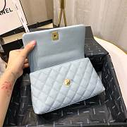 Chanel Coco Grained Calfskin with Handle Small Light Blue | 92993 - 3