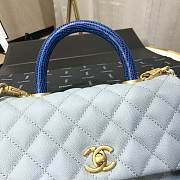 Chanel Coco Grained Calfskin with Handle Small Light Blue | 92993 - 2