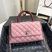Chanel Coco Grained Calfskin with Handle Small Pink | 92993 - 1
