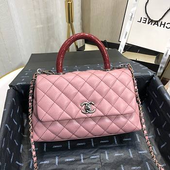 Chanel Coco Grained Calfskin with Handle Small Pink | 92993