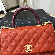Chanel Coco Grained Calfskin with Handle Small Orange | 92993 - 3