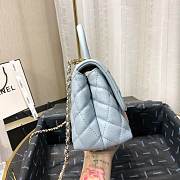 Chanel Coco Grained Calfskin with Handle Small Blue Sky | 92993 - 5