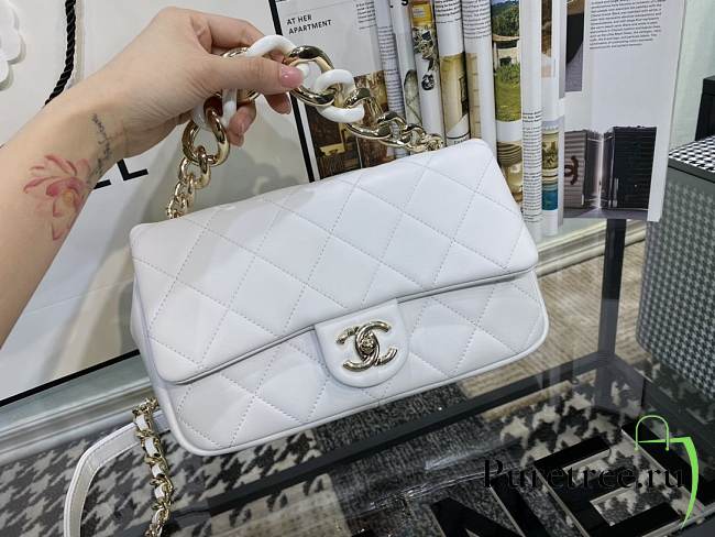 Chanel Flap Bag With Large Bi-Color Chain White | AS1353 - 1