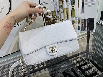 Chanel Flap Bag With Large Bi-Color Chain White | AS1353