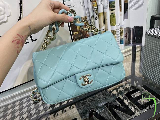 Chanel Flap Bag With Large Bi-Color Chain Blue | AS1353 - 1