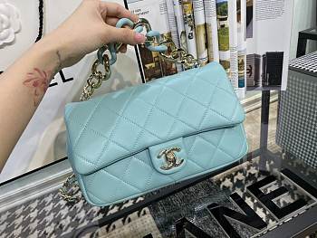 Chanel Flap Bag With Large Bi-Color Chain Blue | AS1353