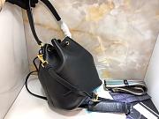 Prada bucket bag with metal logo and shoulder strap black| 1BE030 - 3