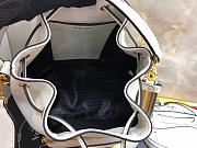 Prada bucket bag with metal logo and shoulder strap white| 1BE030 - 3