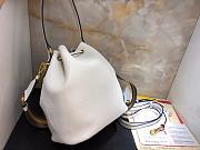 Prada bucket bag with metal logo and shoulder strap white| 1BE030 - 4