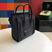 Nano Luggage Bag Drummed Calfskin Silver Zip Black 20cm | 167793 - 5