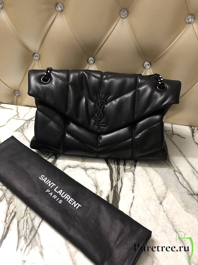 YSL LOULOU PUFFER Black Leather BlackHarware 35cm | 577475 - 1