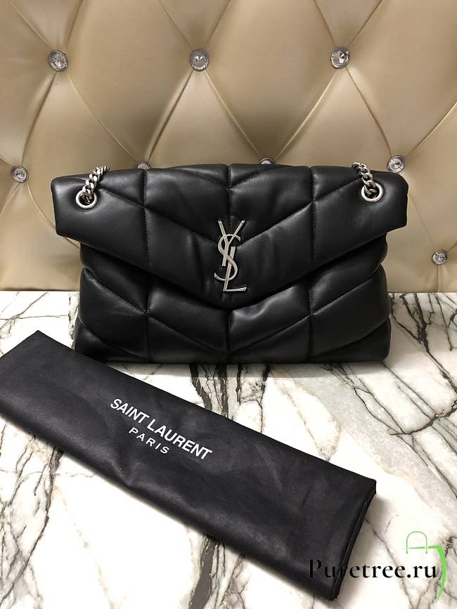 YSL | PUFFER Black Leather White Hardware 35cm | 577475 - 1