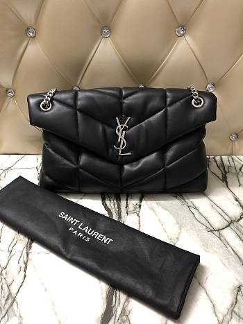 YSL | PUFFER Black Leather White Hardware 35cm | 577475