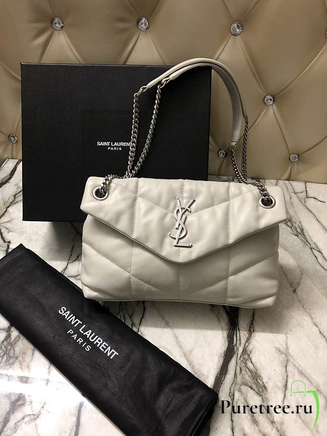 YSL | PUFFER White Leather White Hardware 29cm | 577476 - 1