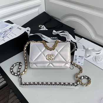 Chanel 19 Iridescent Calfskin Chain Wallet AP0957 White | AP0957