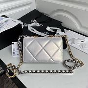 Chanel 19 Iridescent Calfskin Chain Wallet AP0957 White | AP0957 - 5