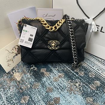 Chanel Women 19 Flap Bag Calfskin Crochet Black | AS1160 