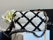 Chanel Women 19 Flap Bag Calfskin Crochet White & Black | AS1160  - 6