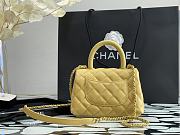 Chanel Grained Calfskin Yellow Mini Coco Handle | A92990 - 2