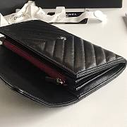 Chanel Long Grain Leather V-grainblack Silver Hardwear Wallet | 80758 - 6
