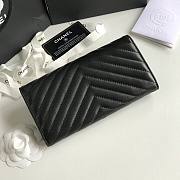 Chanel Long Grain Leather V-grainblack Silver Hardwear Wallet | 80758 - 5