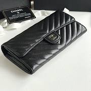 Chanel Long Grain Leather V-grainblack Silver Hardwear Wallet | 80758 - 4