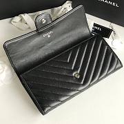 Chanel Long Grain Leather V-grainblack Silver Hardwear Wallet | 80758 - 3