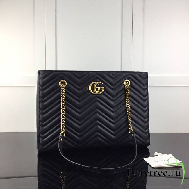 Gucci GG Marmont Quilted Shoulder Black Bag | 524578 - 1