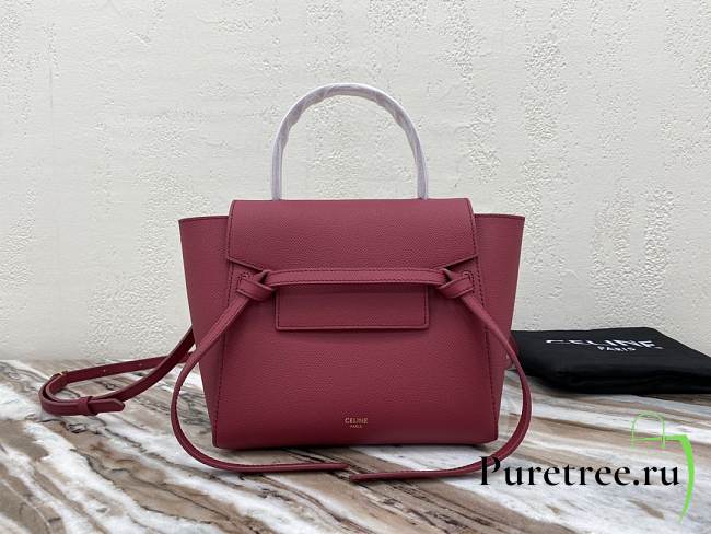 Celine Nano Belt Bag In Grained Calfskin Ruby 20cm - 1