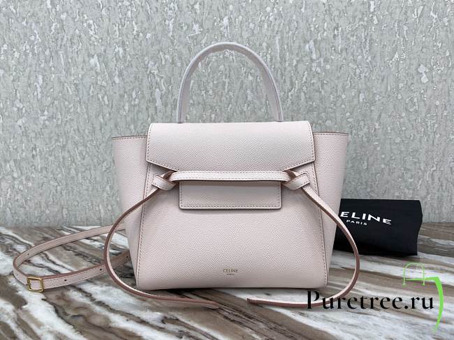 Celine Nano Belt Bag In Grained Calfskin Pale Pink 20cm - 1