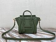 Nano Luggage Bag Drummed Calfskin Silver Zip Green | 167793 - 1