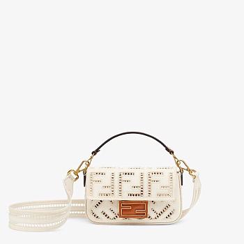 BAGUETTE MINI White canvas bag with embroidery | 8BS017