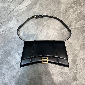 Hourglass Top Handle Bag in black shiny box calfskin 
