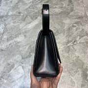 Hourglass Top Handle Bag in black shiny box calfskin  - 2