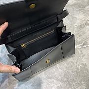 Hourglass Top Handle Bag in black shiny box calfskin  - 3