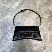 Hourglass Top Handle Bag in Shiny crocodile embossed cafslin - 2