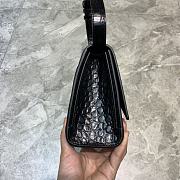 Hourglass Top Handle Bag in Shiny crocodile embossed cafslin - 3