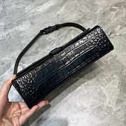 Hourglass Top Handle Bag in Shiny crocodile embossed cafslin - 6