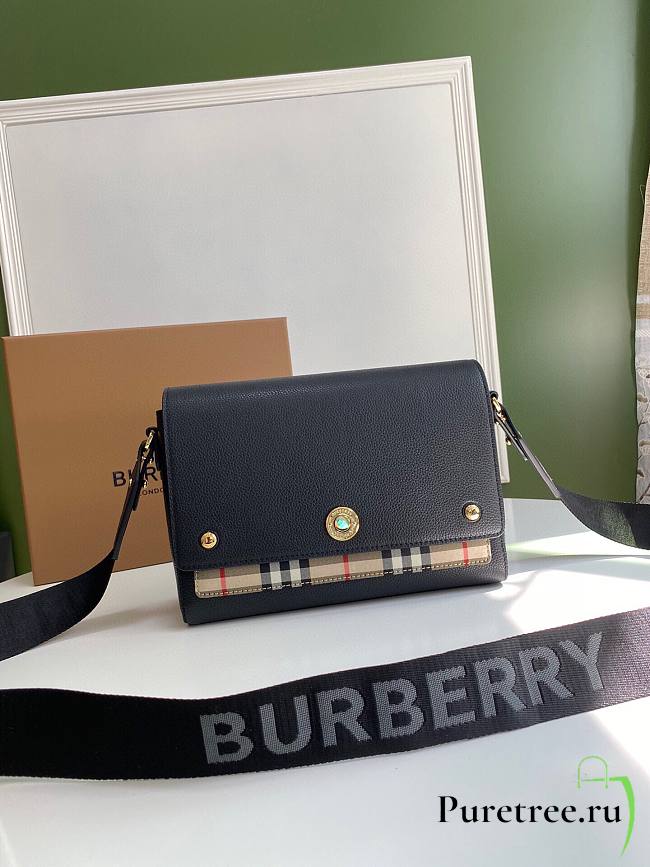 Burberry Vintage-Check panel crossbody black bag | 8021110 - 1