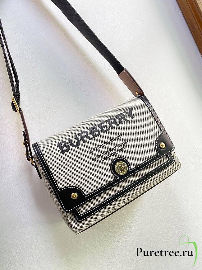 Burberry Horseferry print canvas note crossbody black bag - 1