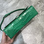 Hourglass Top Handle Bag in Shiny crocodile embossed cafslin green - 6