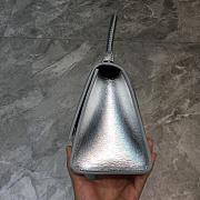 Hourglass Top Handle Bag Shiny crocodile embossed silver 23cm - 2