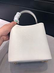 Small Saffiano Leather Prada Panier Bag all White | 1BA217 - 4