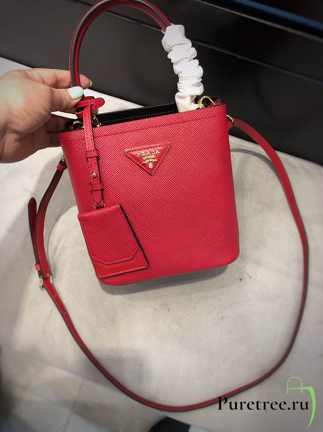 Small Saffiano Leather Prada Panier Bag Red | 1BA217 - 1