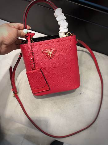 Small Saffiano Leather Prada Panier Bag Red | 1BA217