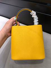 Small Saffiano Leather Prada Panier Bag Yellow | 1BA217 - 5