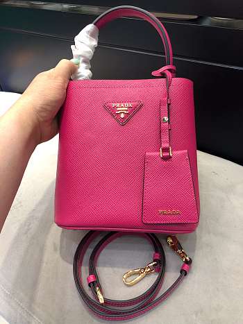 Small Saffiano Leather Prada Panier Bag Pink | 1BA217