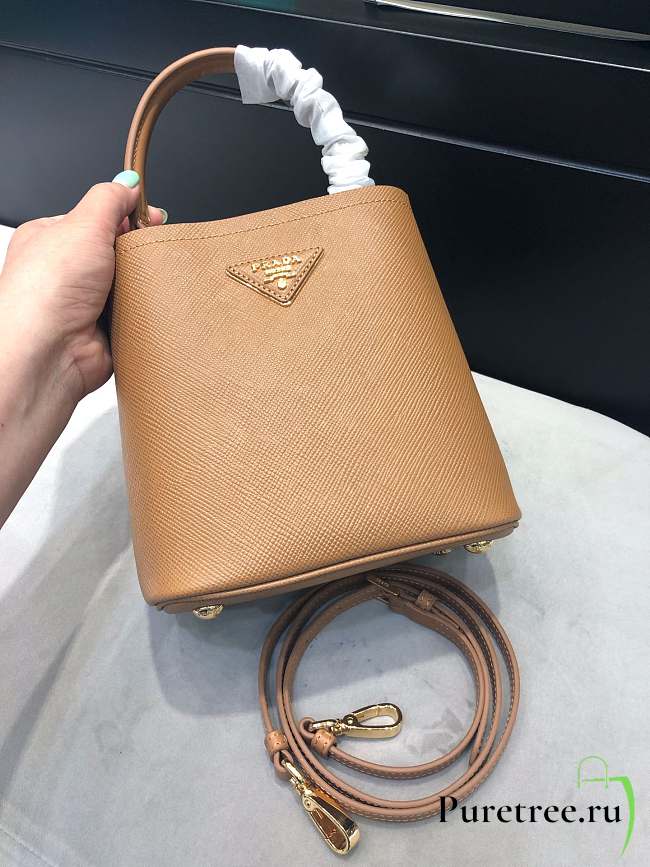 Small Saffiano Leather Prada Panier Bag Beige color